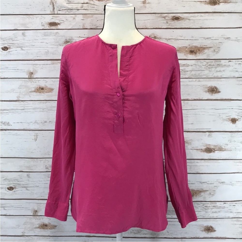 Vince. 100% Silk Long Sleeve Popover
